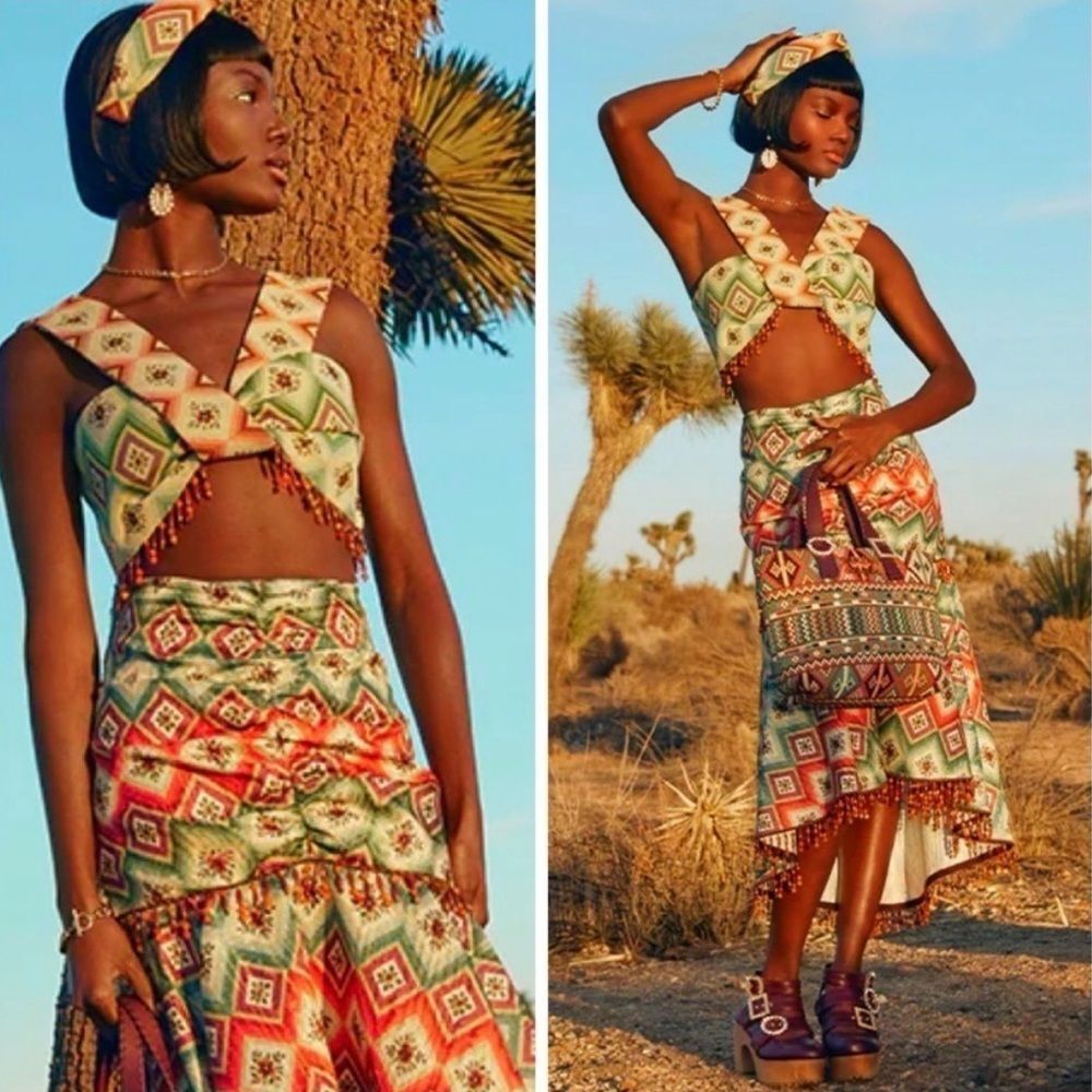 Autumn Adeigbo Festive Beaded Women’s Diamond Soraya TOP ONLY NWT Size 2